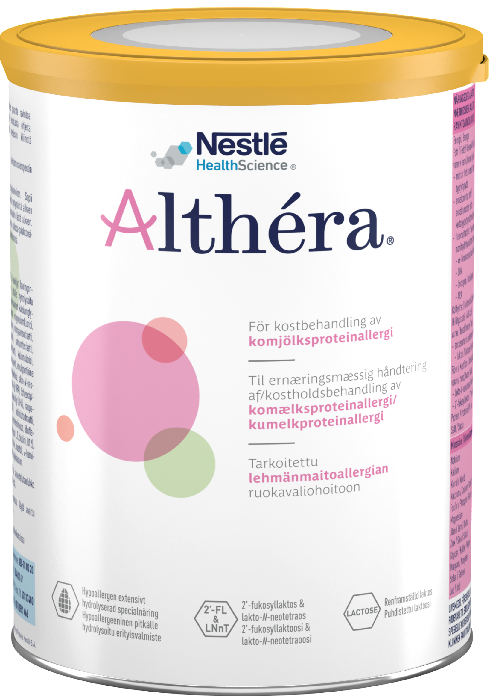 A can of Althéra formula for children with cow’s milk protein allergy, developed by Nestlé Health Science.