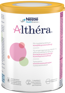 A can of Althéra formula for children with cow’s milk protein allergy, developed by Nestlé Health Science.